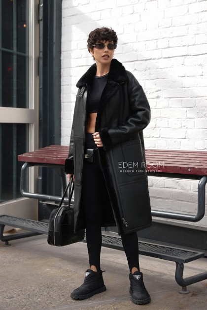 женская дублёнка на молнии