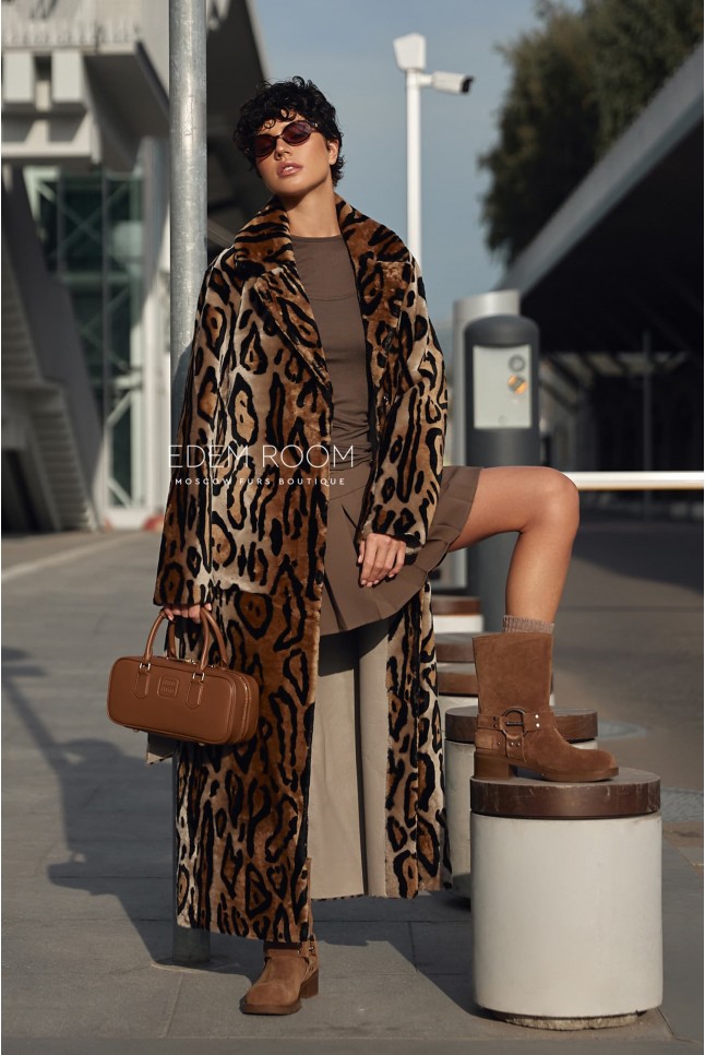 леопардовое пальто - дублёнка
