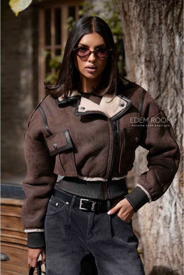 дублёнка на резинке - бомбер