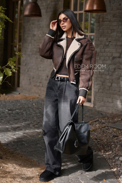 дублёнка на резинке - бомбер