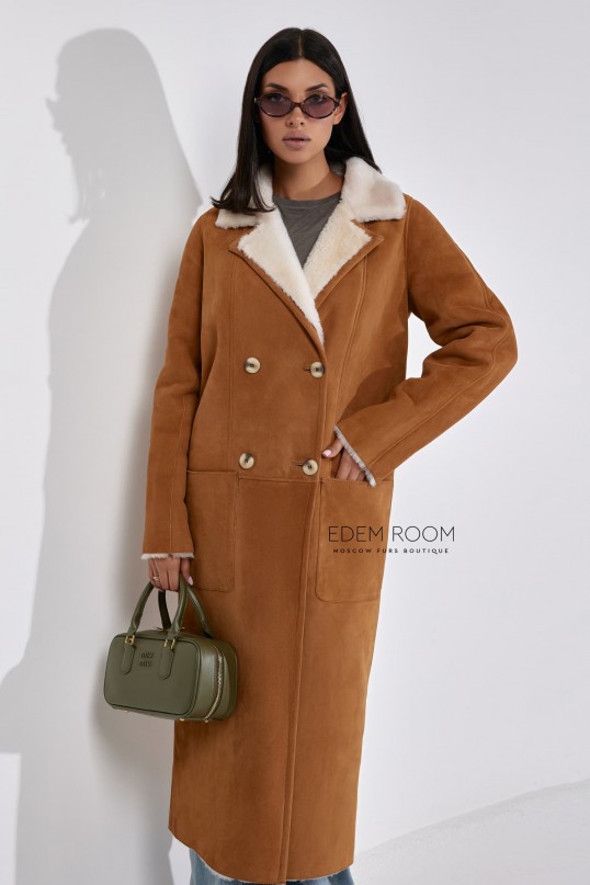 удлиненная женская дублёнка