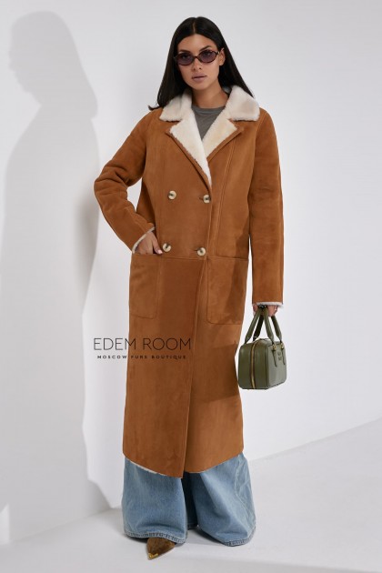 удлиненная женская дублёнка