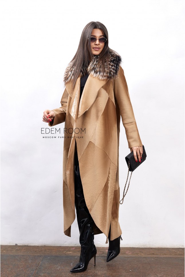 двухстороннее пальто - дублёнка из испанского меха cortos