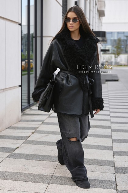 двухсторонняя дублёнка - шуба из меха тиградо