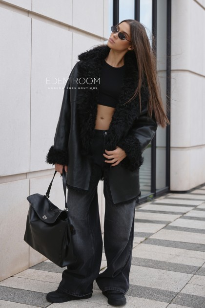 двухсторонняя дублёнка - шуба из меха тиградо