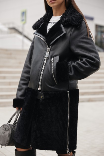 комбинированная дублёнка на молнии