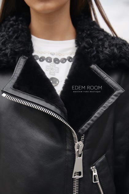 комбинированная дублёнка на молнии