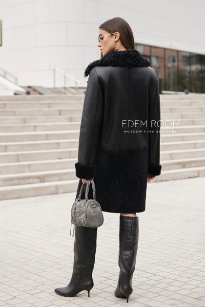 комбинированная дублёнка на молнии