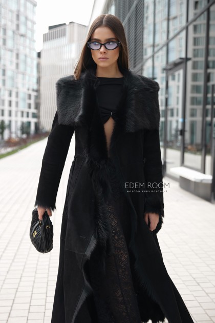 тонкая дублёнка на мехе итальянской тосканы 