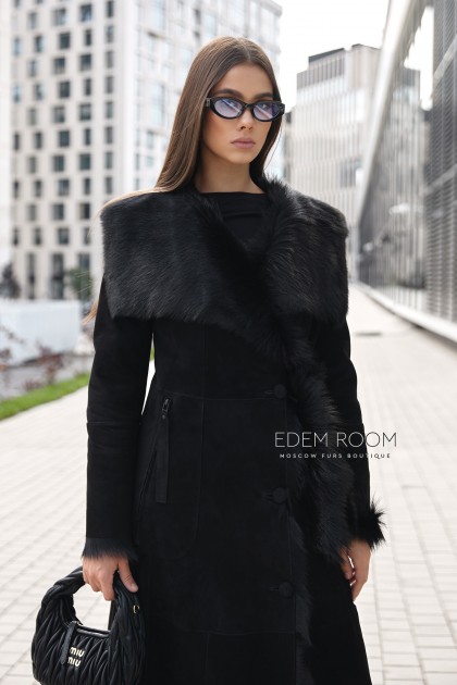 тонкая дублёнка на мехе итальянской тосканы 