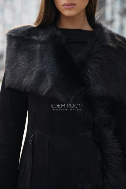 тонкая дублёнка на мехе итальянской тосканы 