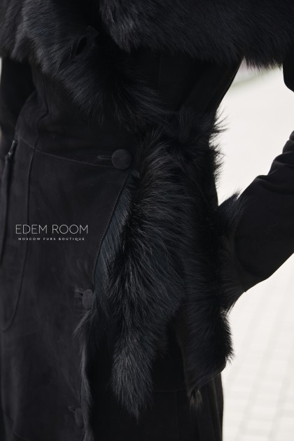 тонкая дублёнка на мехе итальянской тосканы 