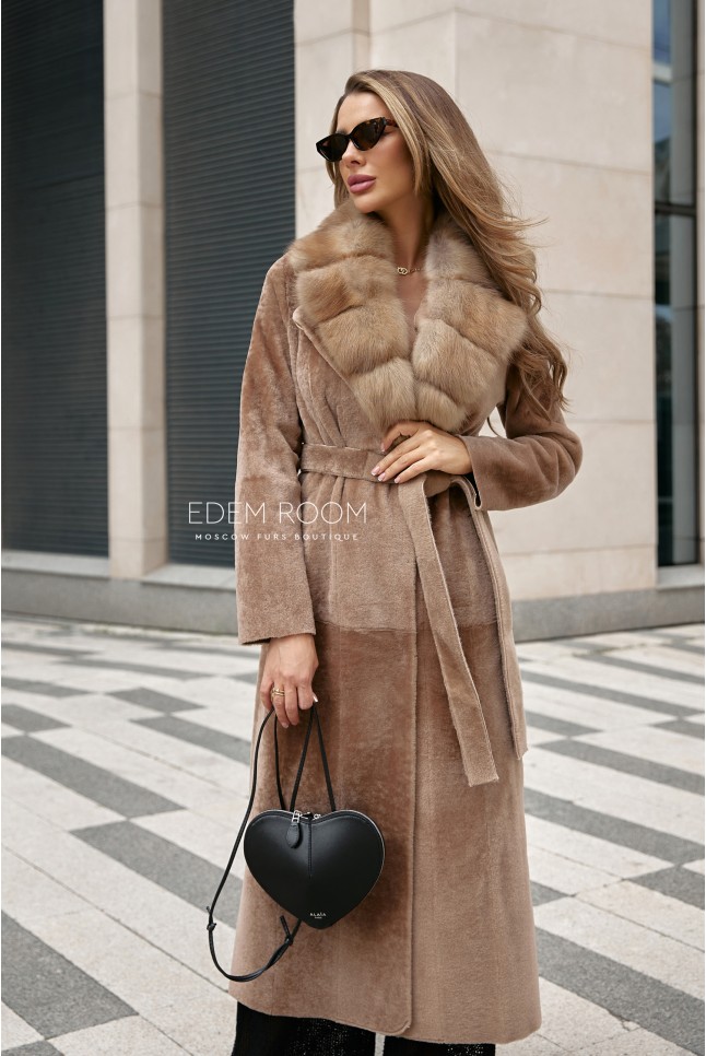 дублёнка с воротником из куницы дублёнка с воротником из куницы