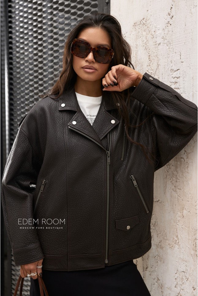 коричневая куртка из кожи - joomba