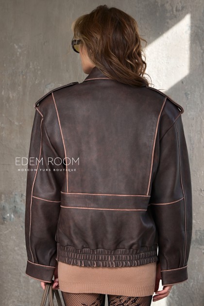 коричневая куртка из винтажной кожи