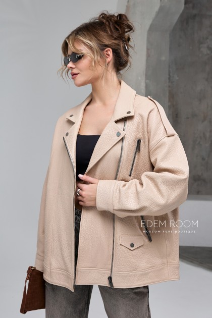 бежевая кожаная куртка 