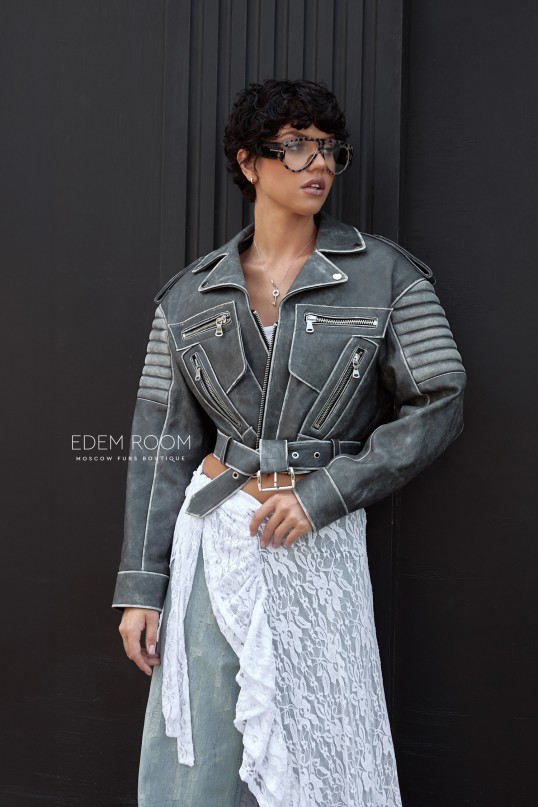 молодежная кожаная косуха