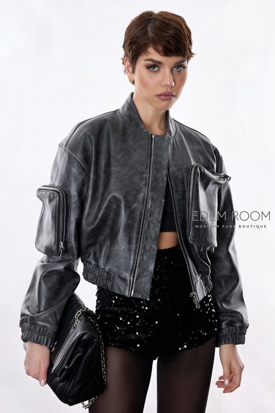  бомбер из винтажной кожи