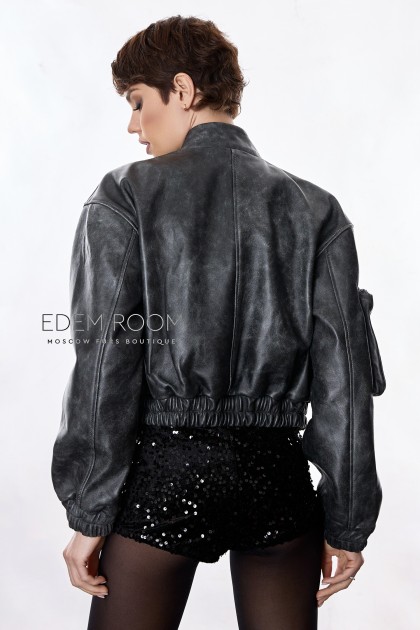  бомбер из винтажной кожи