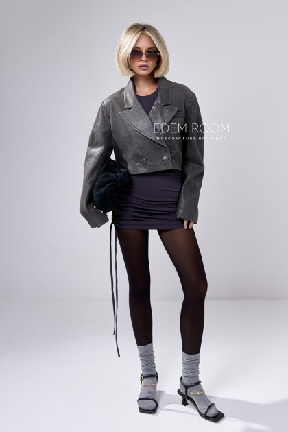 короткий пиджак из винтажной кожи