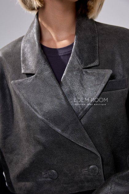 короткий пиджак из винтажной кожи