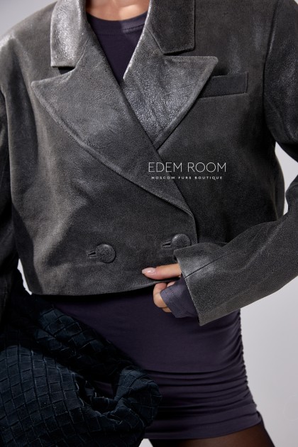 короткий пиджак из винтажной кожи