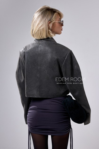 короткий пиджак из винтажной кожи