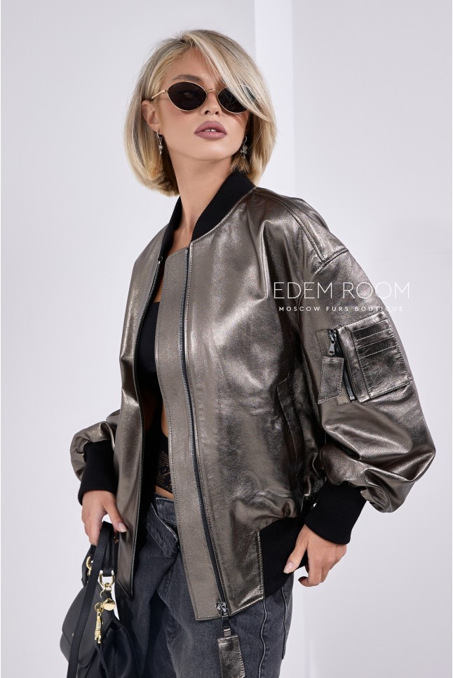 Кожаная куртка на резинке