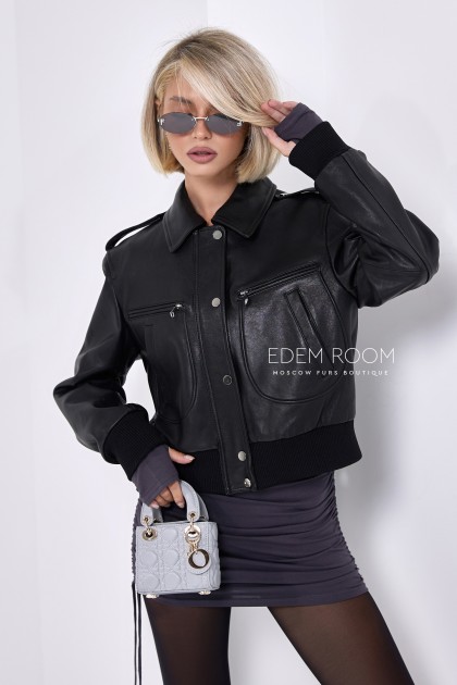 Бомбер из натуральной кожи