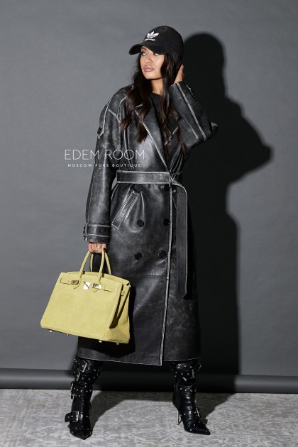 длинный тренч на пуговицах