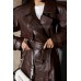 коричневый кожаный плащ в стиле Yves Saint Laurent