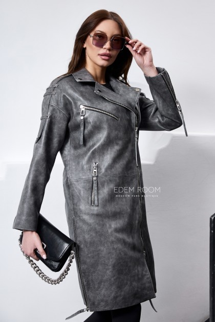 Кожаный плащ из винтажной кожи