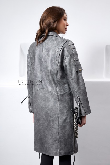 Кожаный плащ из винтажной кожи