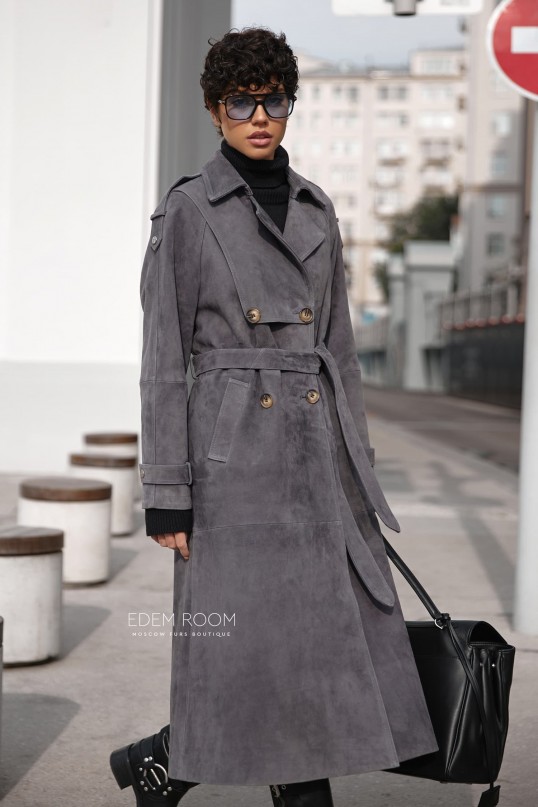 модный плащ из замши