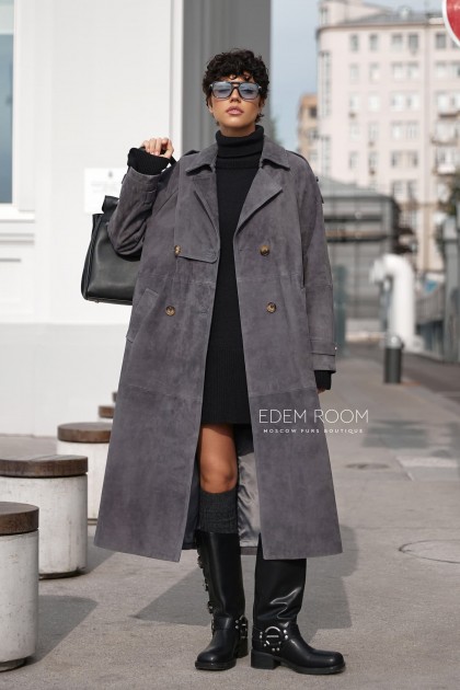 модный плащ из замши