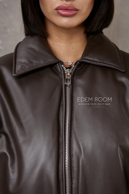 молодёжный кожаный пуховик