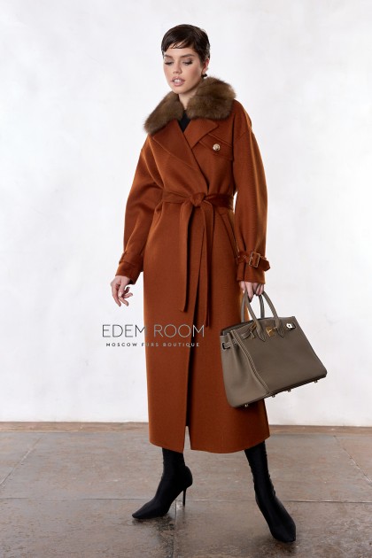 элитное пальто с воротником из куницы элитное пальто с воротником из куницы
