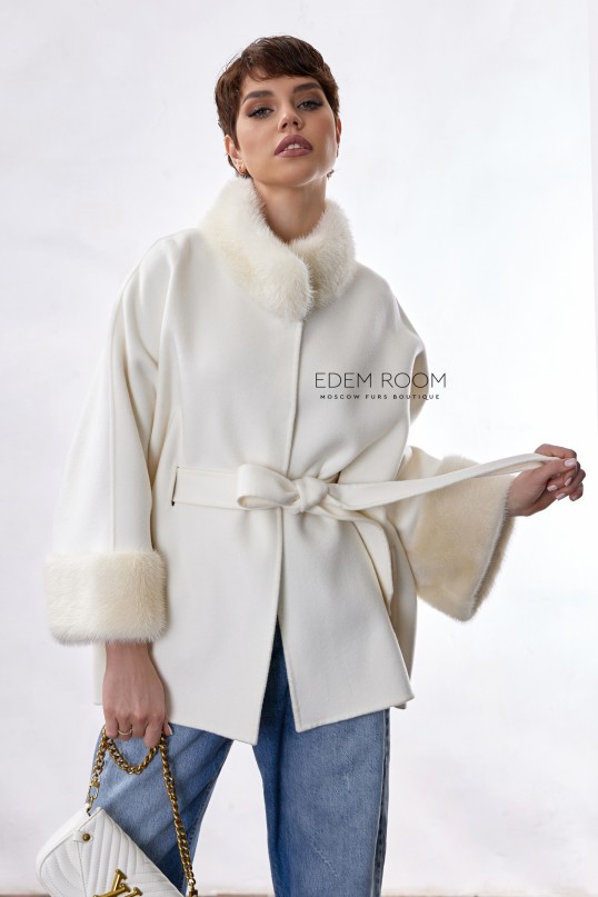 пальто - пончо с мехом