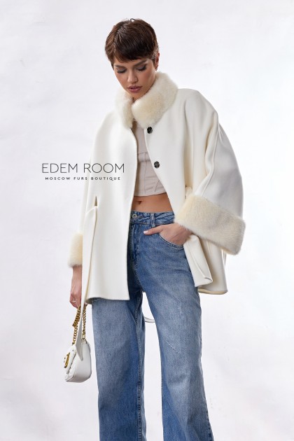 пальто - пончо с мехом