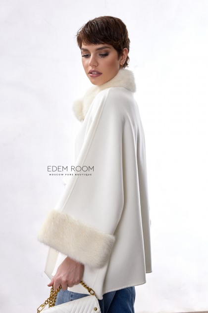 пальто - пончо с мехом