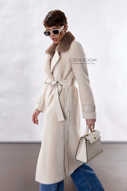 пальто c воротником из норки пальто c воротником из норки