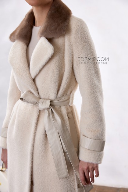пальто c воротником из норки пальто c воротником из норки