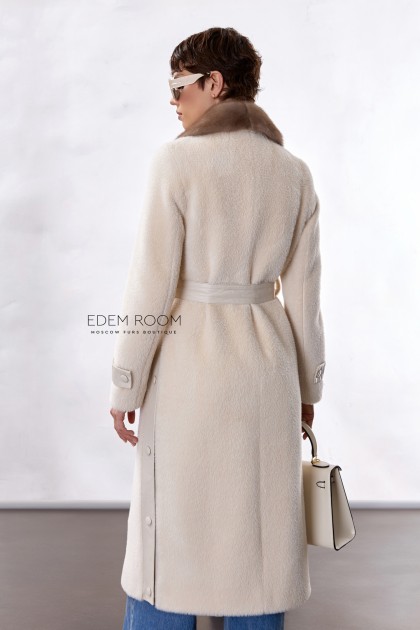 пальто c воротником из норки пальто c воротником из норки