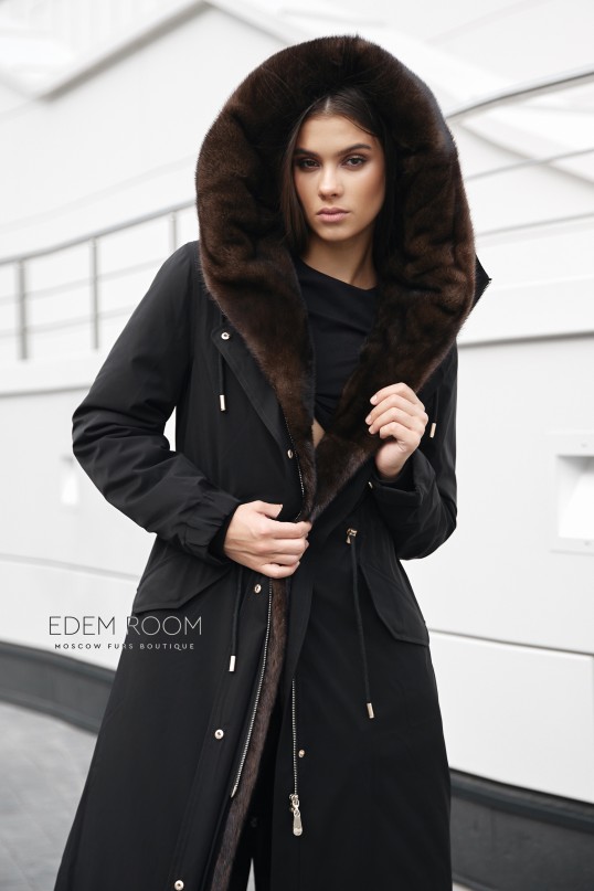 парка - пальто с норковым капюшоном