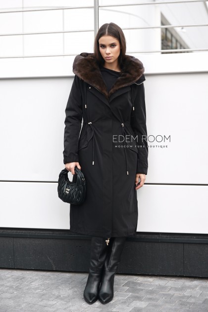 парка - пальто с норковым капюшоном