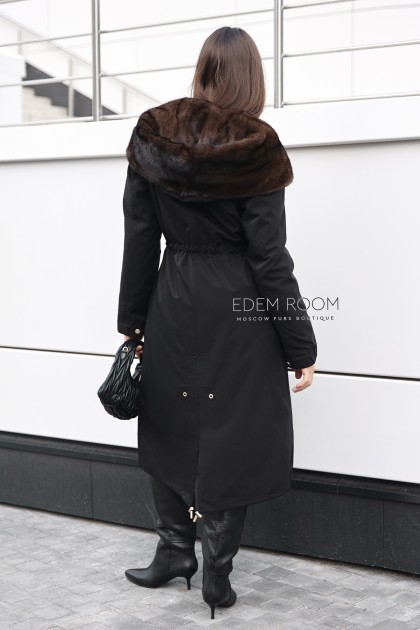 парка - пальто с норковым капюшоном
