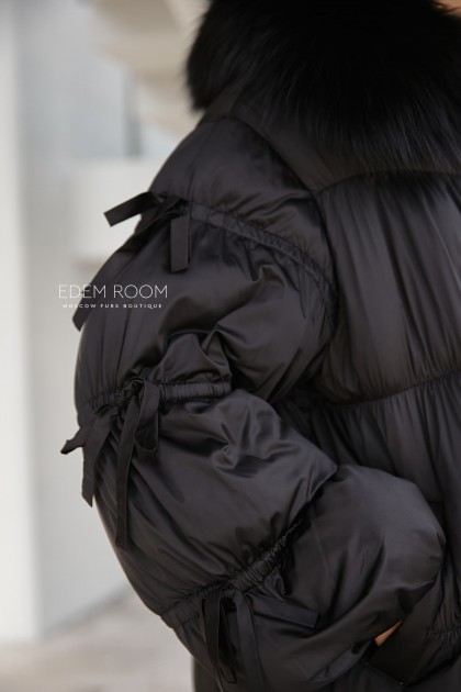 чёрный пуховик оверсайз