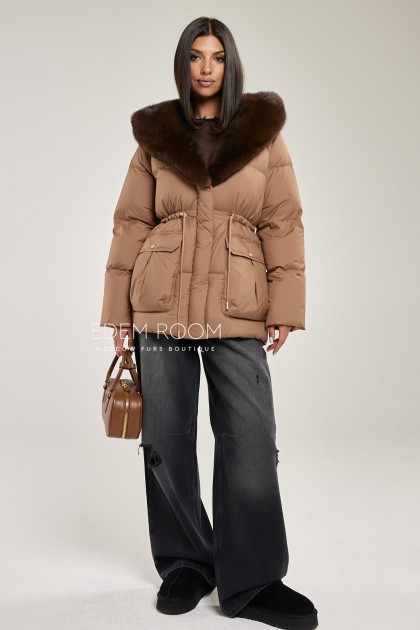 куртка пуховая с меховым капюшоном