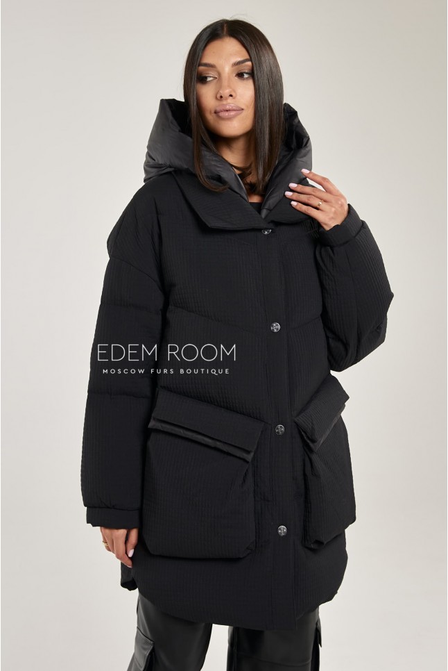 пуховик с капюшоном без меха