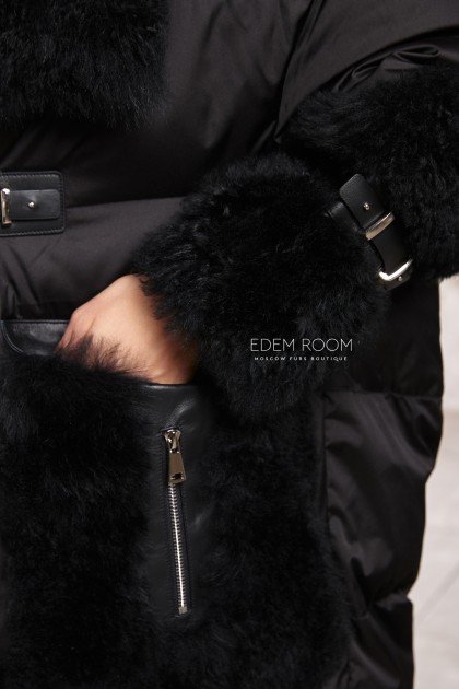 Пуховик - дублёнка с мехом тиградо